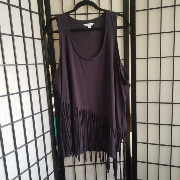Black fringe boho edgy tunic Boutique 2x - Picture 1 of 8